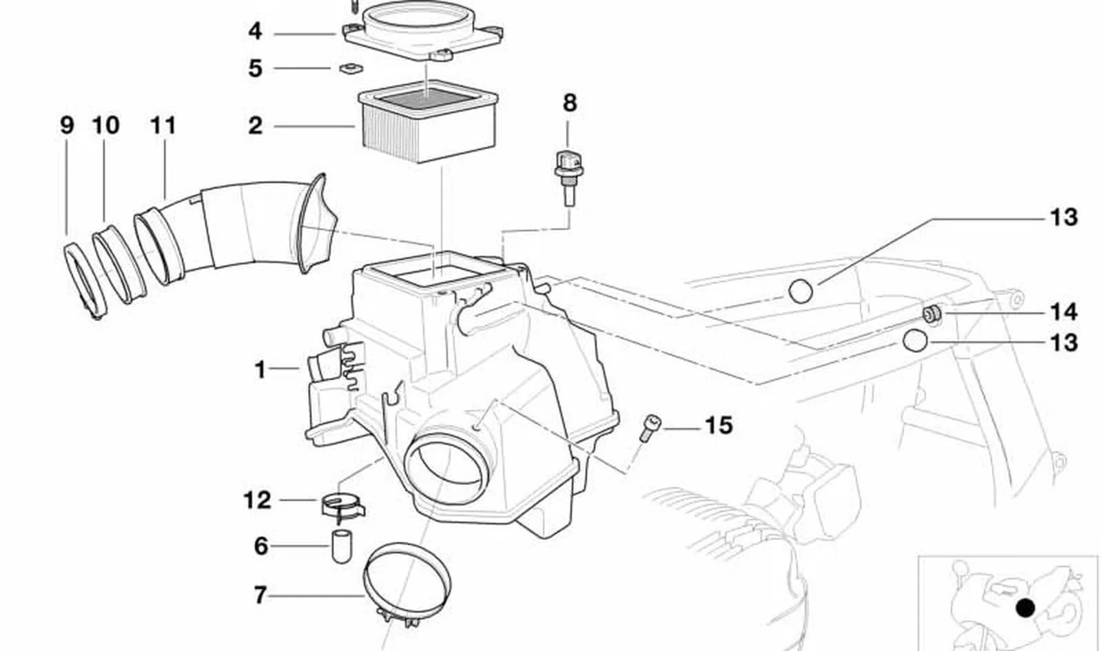 Manguito obturador OEM 13711341128 para motos BMW R1100S, R1100RS. Original BMW Motorrad.
