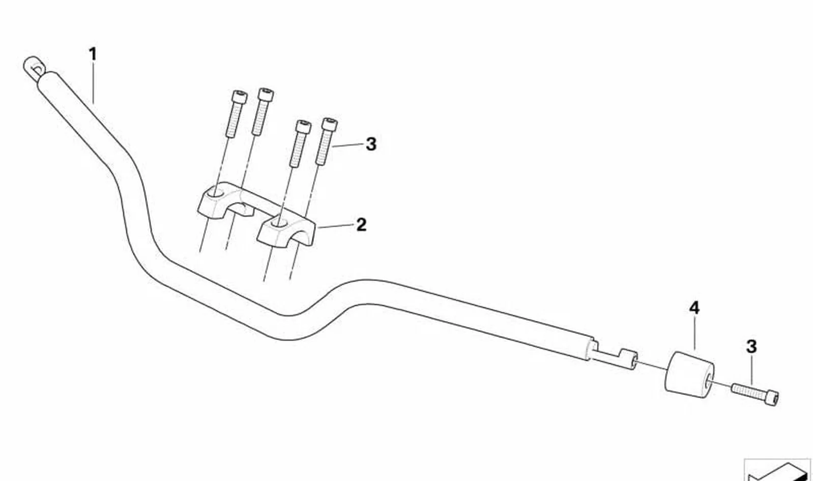 Manillar de tubo OEM 32717729185 para motos BMW R1200R K27 (12/2009 - 07/2014). Original BMW Motorrad.