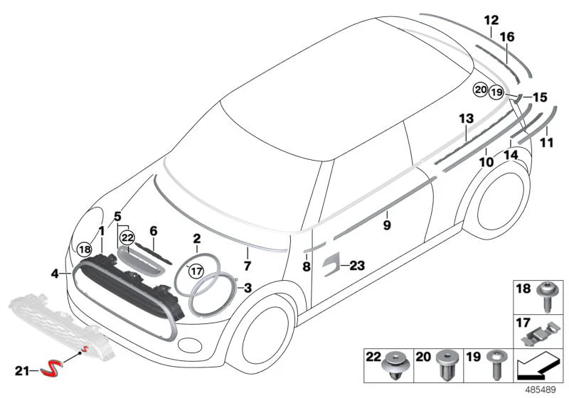 Marco de rejilla delantera cromado OEM 51137300589 para MINI F55, F56, F56 BEV y Cabrio F57. Original MINI. - Image 4
