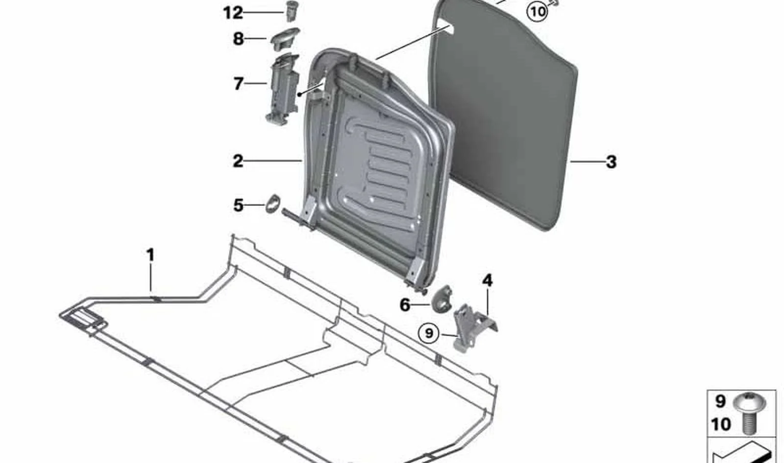 Marco respaldo izquierdo asiento trasero OEM 52209128593 para MINI Cabrio R57, R57 LCI. Original MINI. - Image 3