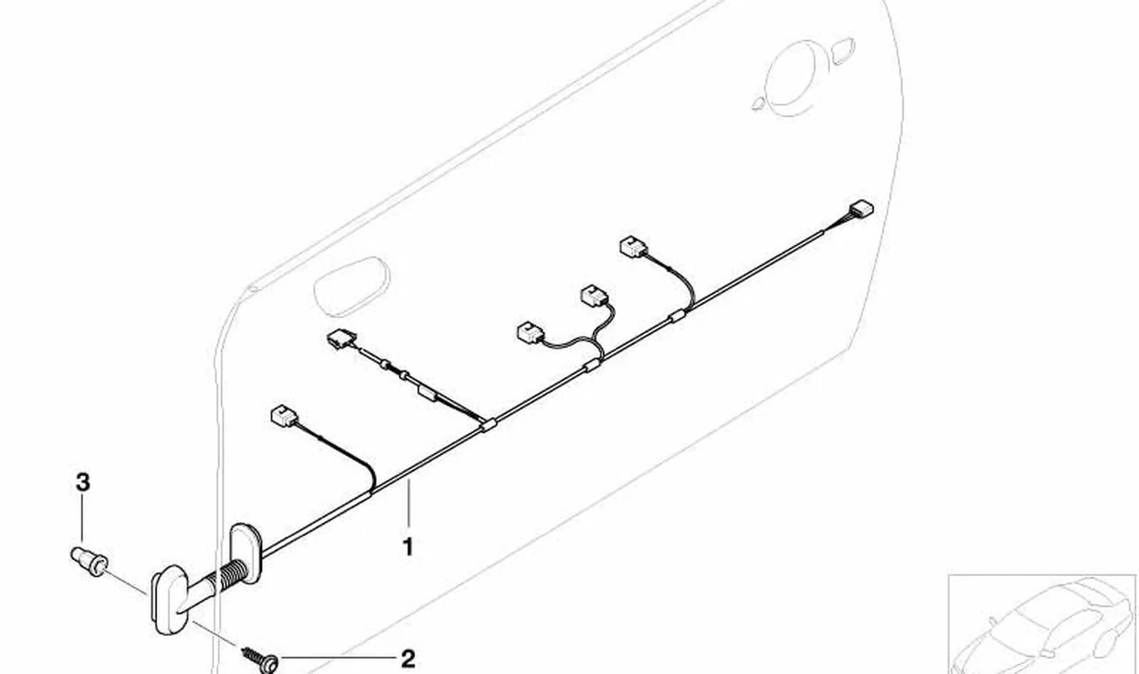 Mazo de cables puerta derecha OEM 61126975069 para MINI R50, R52, R53. Original MINI.