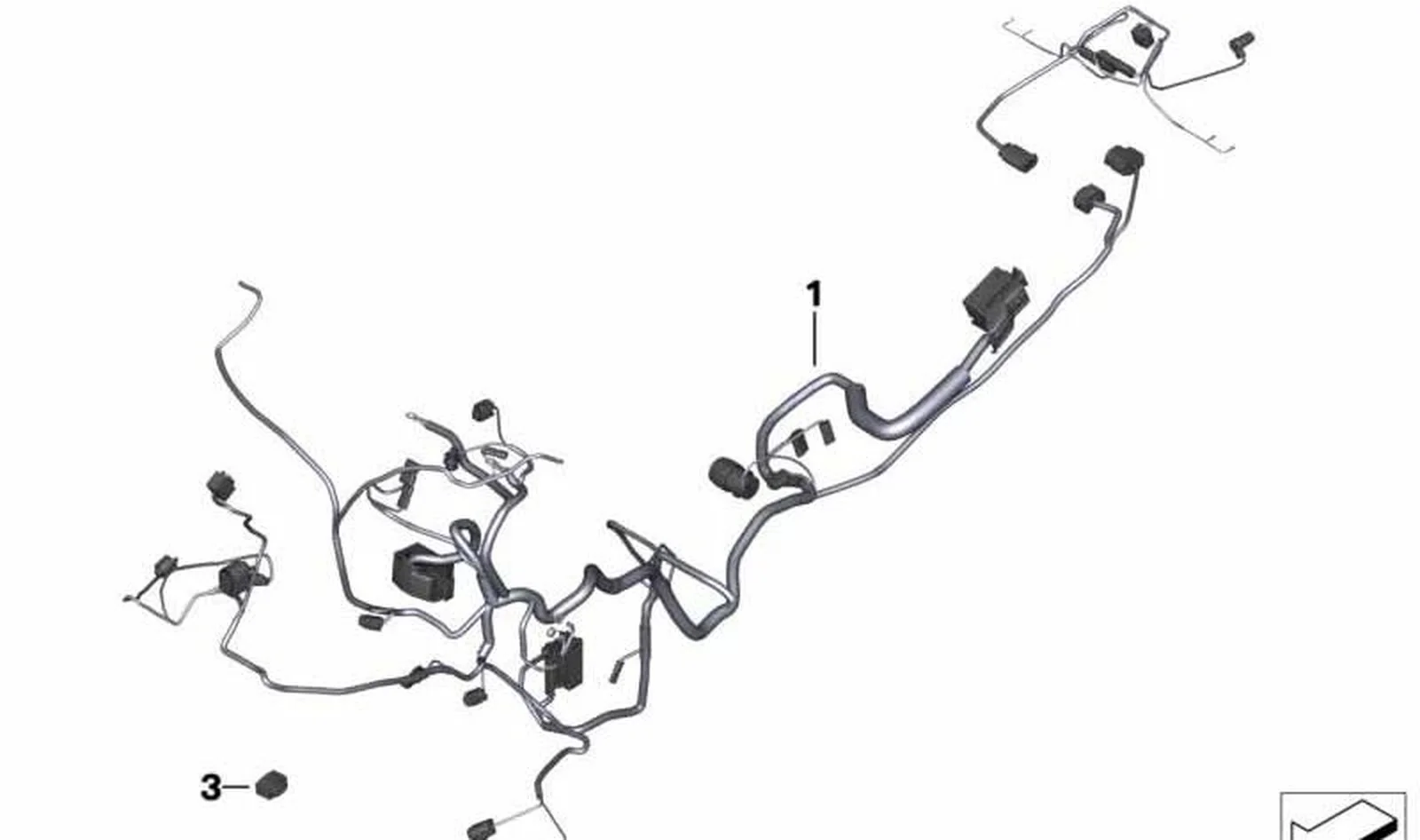 Mazo de cables trasero OEM 61118534521 para motos BMW F700GS, F800GS, F800GS Adventure. Original BMW Motorrad.