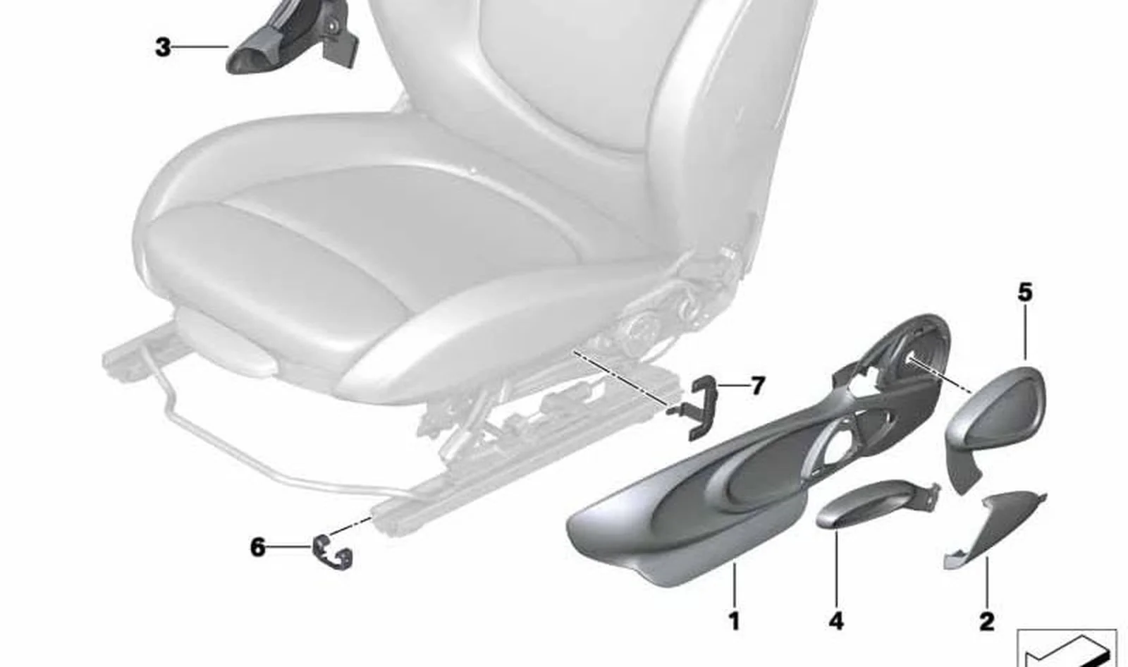 Moldura asiento exterior derecho OEM 52107398336 para MINI F56 Cooper, Cooper D, Cooper S. Original MINI.