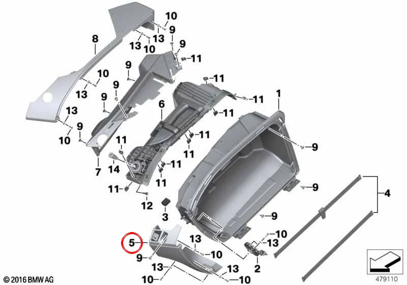 Moldura base inferior maleta lateral izquierda OEM 46548520657 para motos BMW R 1200 RT, R 1250 RT Original BMW Motorrad - Image 2