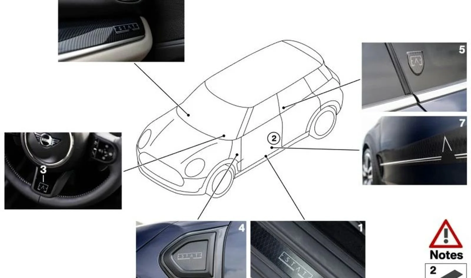Moldura cobertera de entrada delantera OEM 51775A42BC0 para MINI F60, F60 LCI. Original MINI.