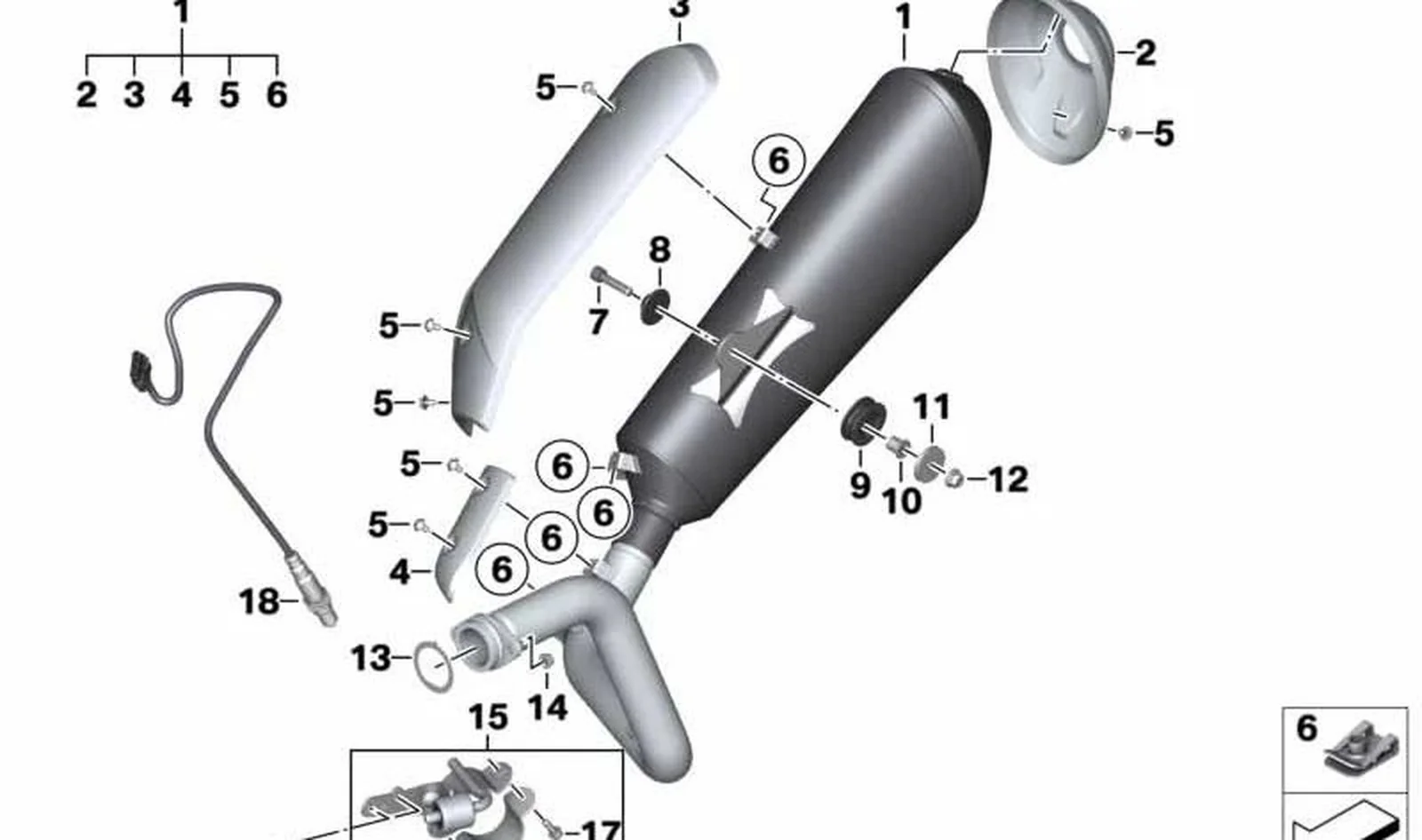 Moldura colector OEM 18518564463 para motos BMW G 310 R (K03). Original BMW Motorrad.