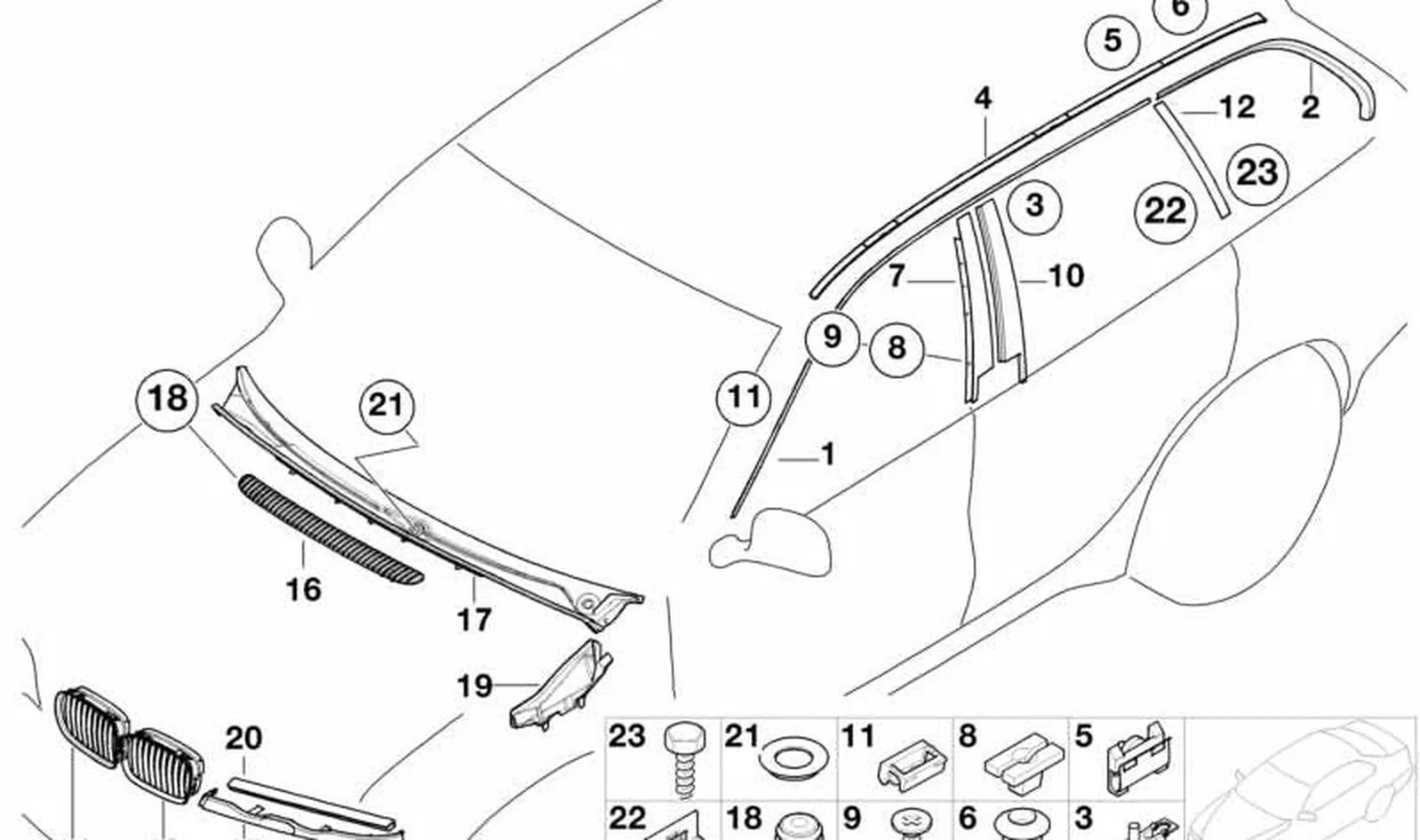 Moldura con aparejo izquierdo OEM 51138208485 para BMW Serie 3 E46 (316i, 318i). Original BMW. - Image 2
