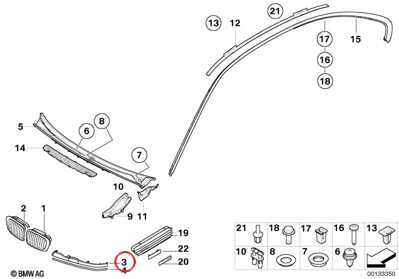 Moldura con aparejo izquierdo OEM 51138231049 para BMW Serie 3 E46 (316Ci, 316i, 318Ci, 318i). Original BMW. - Image 3