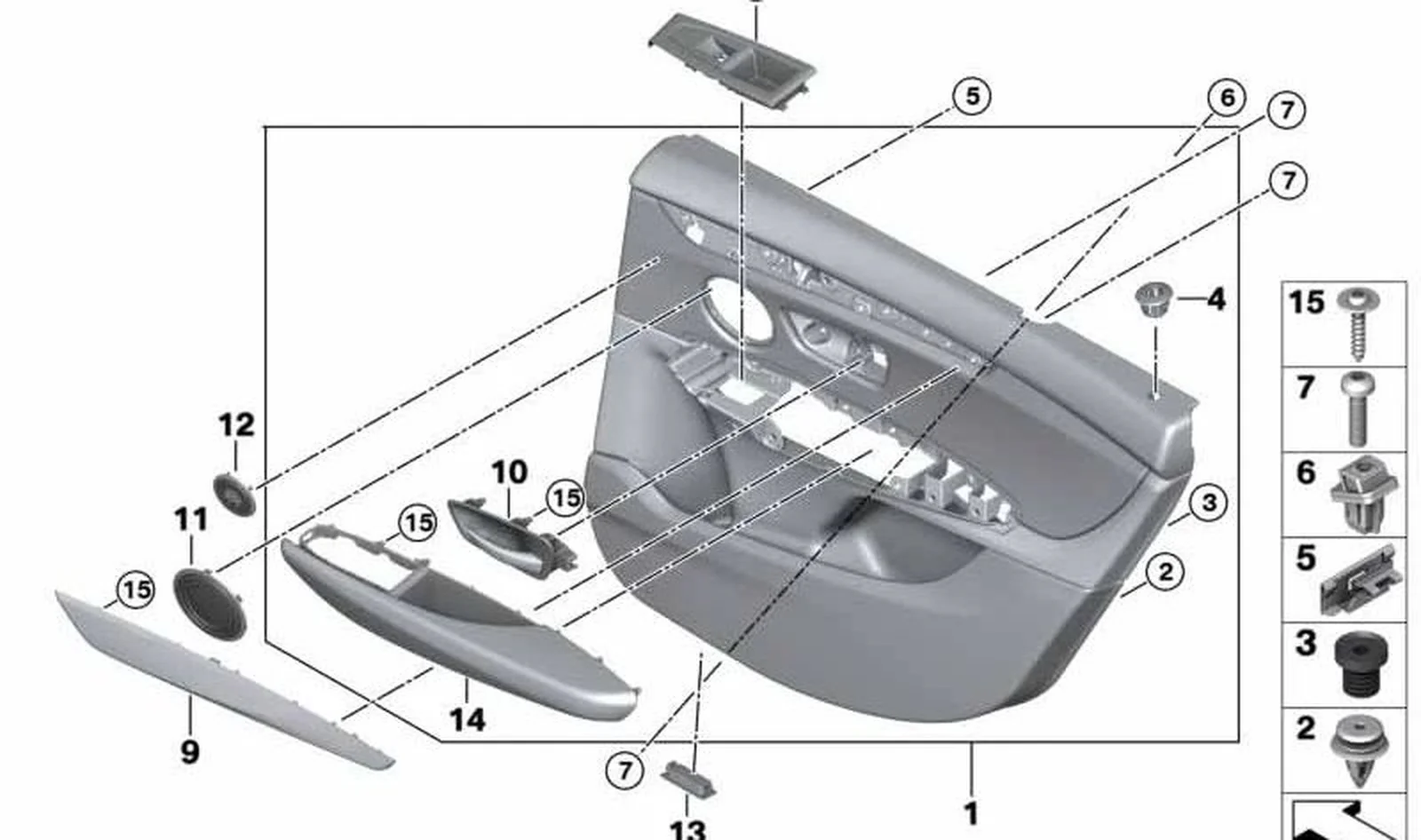 Moldura de puerta derecha OEM 51417317506 para BMW 2' F45, F46, F45 LCI, F46 LCI. Color OXIDSILBER. Original BMW.