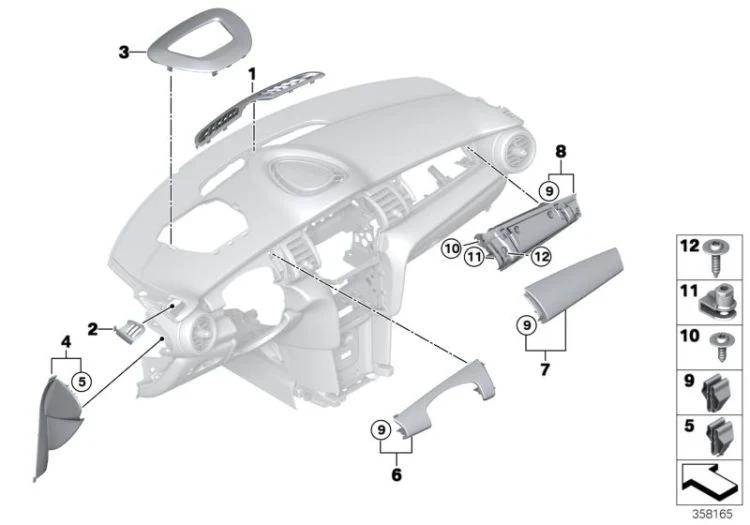 Moldura panel exterior izquierdo OEM 51459361671 para MINI F56, F56 BEV, F56 LCI, Cabrio F57... y más. Original MINI.