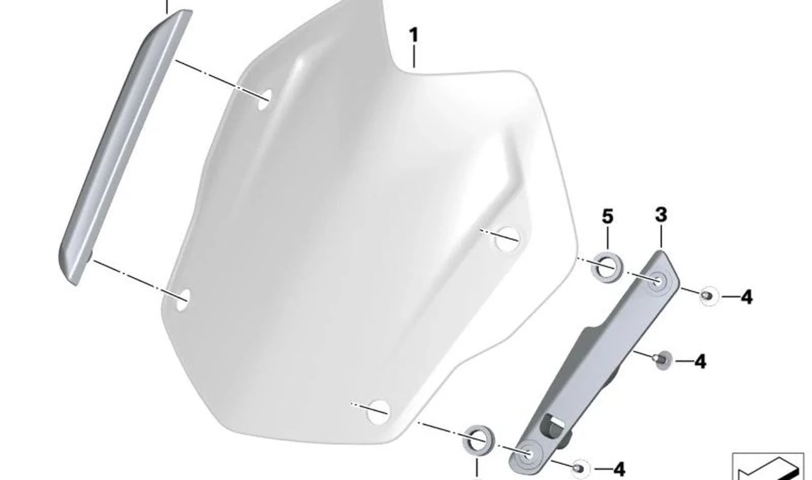 Moldura parabrisas derecha OEM 46638556014 para BMW Motorrad R1200GS, R1250GS, R1200GS Adventure, R1250GS Adventure. Original BMW Motorrad.