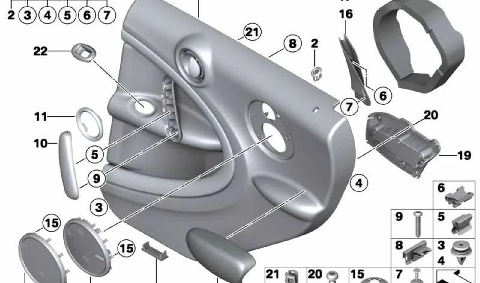 Moldura tirador de puerta delantera OEM 51419801007 para MINI Countryman R60 (2010-2016). Original MINI.