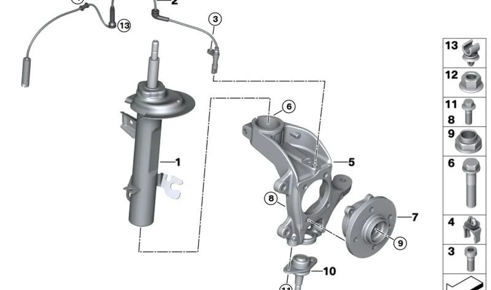 Muelle-amortiguador delantero derecho OEM 31316780466 para MINI R50, R52, R53. Original MINI.
