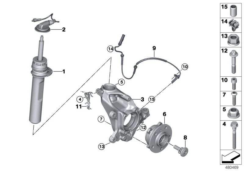 Muelle-amortiguador delantero derecho OEM 37106884546 para MINI Countryman F60, F60 LCI. Original MINI.