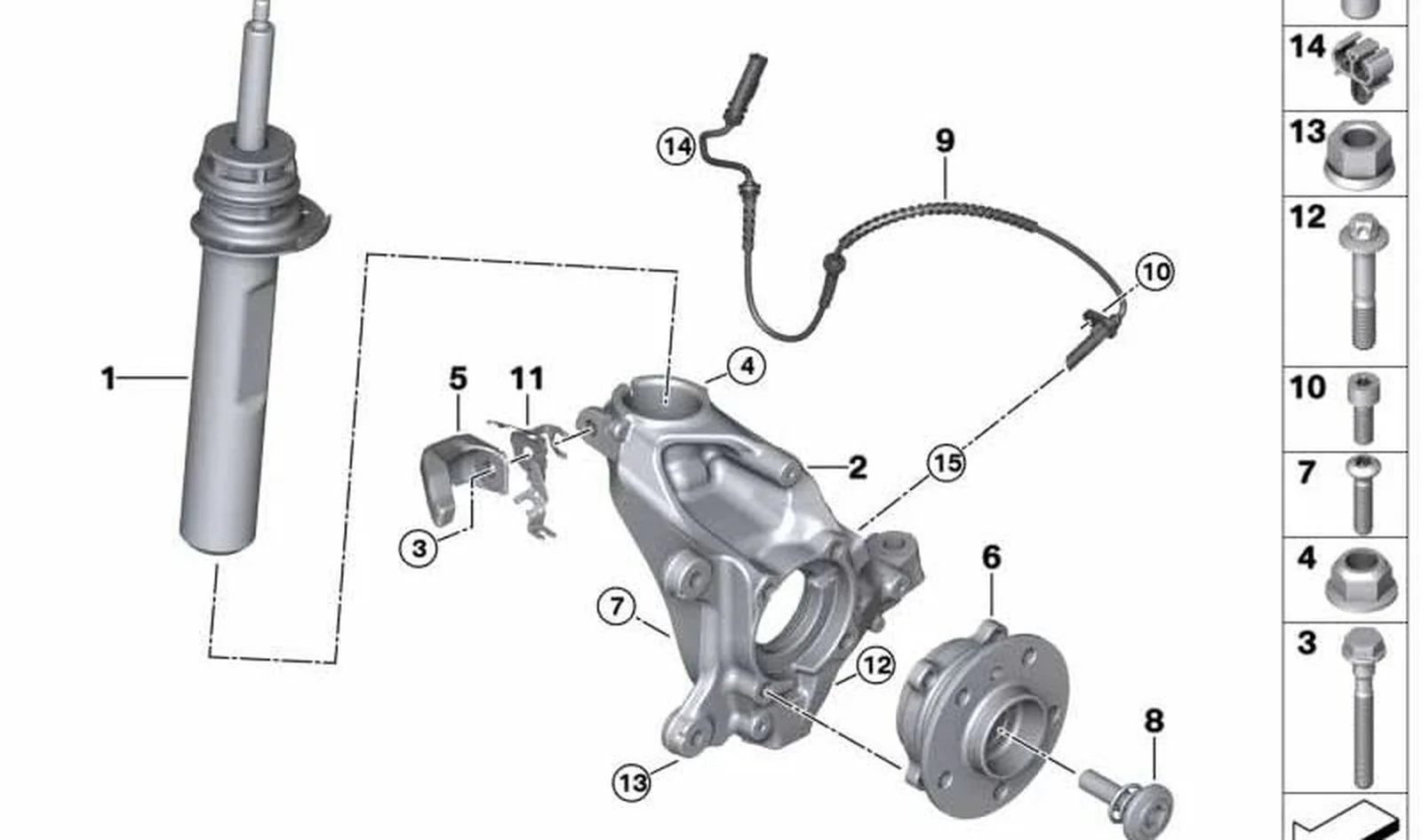 Muelle-amortiguador delantero izquierdo OEM 31316870817 para MINI F55, F56, Cooper... y más. Original MINI.