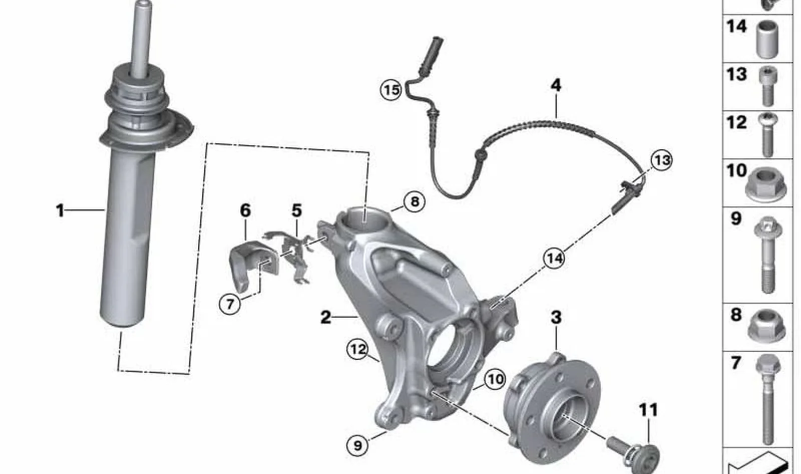 Muelle-amortiguador delantero izquierdo OEM 31316893343 para MINI Clubman F54 LCI (2019-2024). Original MINI.
