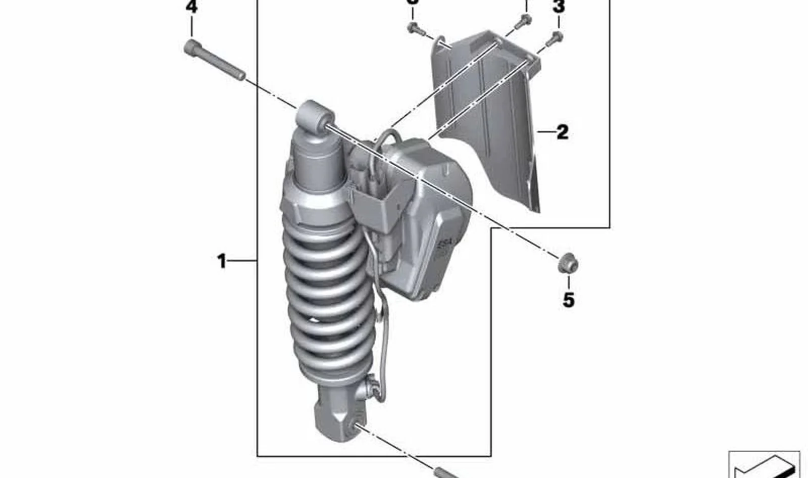 Muelle-amortiguador trasero OEM 33537728209 para motos BMW R 1200 GS K25 (2006-2012). Original BMW Motorrad.