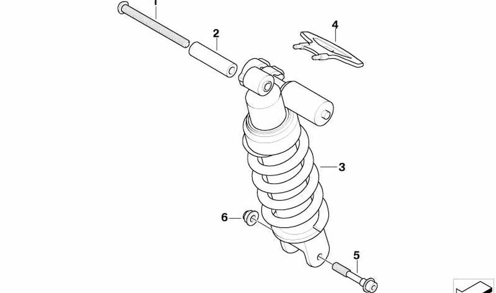 Muelle-amortiguador trasero OEM 33537729301 para motos BMW F 800 S, F 800 ST, F 800 GT. Original BMW Motorrad.