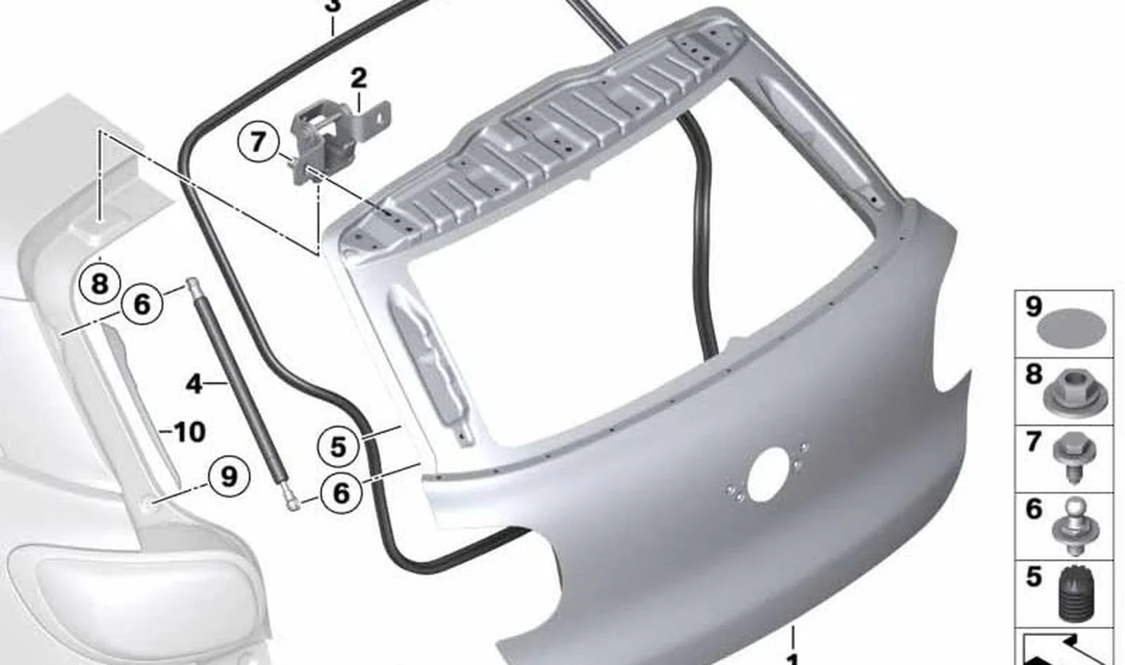 Muelle de presión de gas tapa de portamaleta OEM 51249808987 para MINI Paceman R61. Original MINI. - Image 5