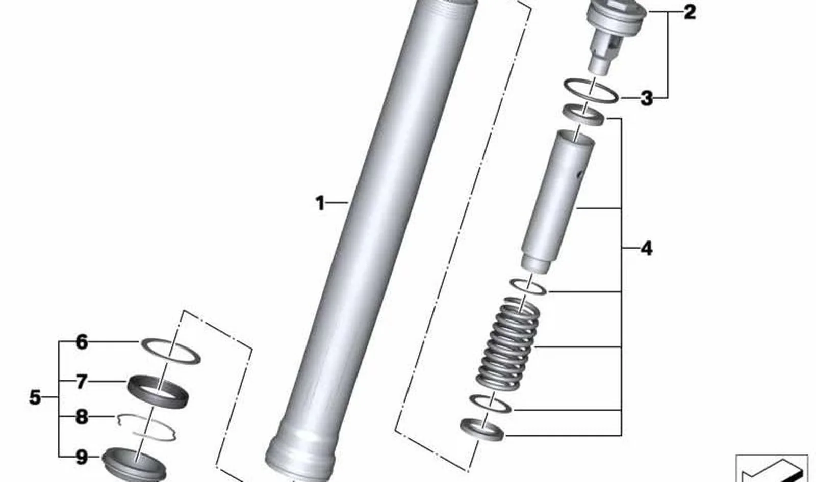 Muelle de presión delantero OEM 31428552579 para BMW S 1000 RR K46 (2014-2018). Original BMW Motorrad.