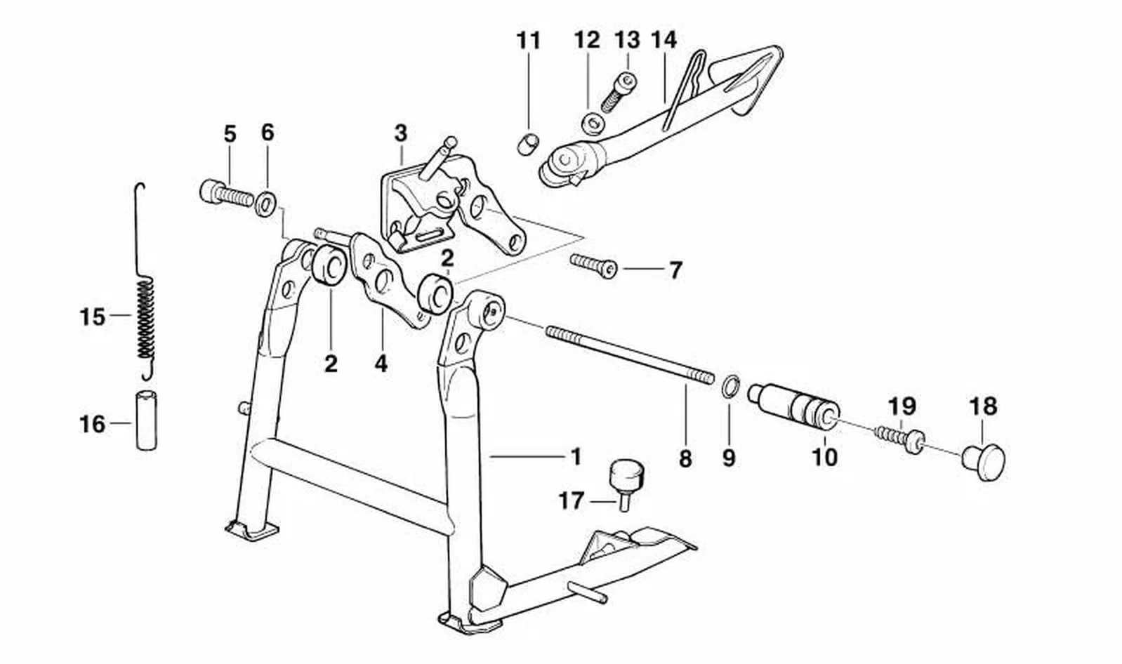 Muelle de tensión OEM 46522314780 para caballete central/lateral de motos BMW R1100GS, R1100R, R1100RS, R1100RT, R850GS, R850R, R850RT. Original BMW Motorrad.