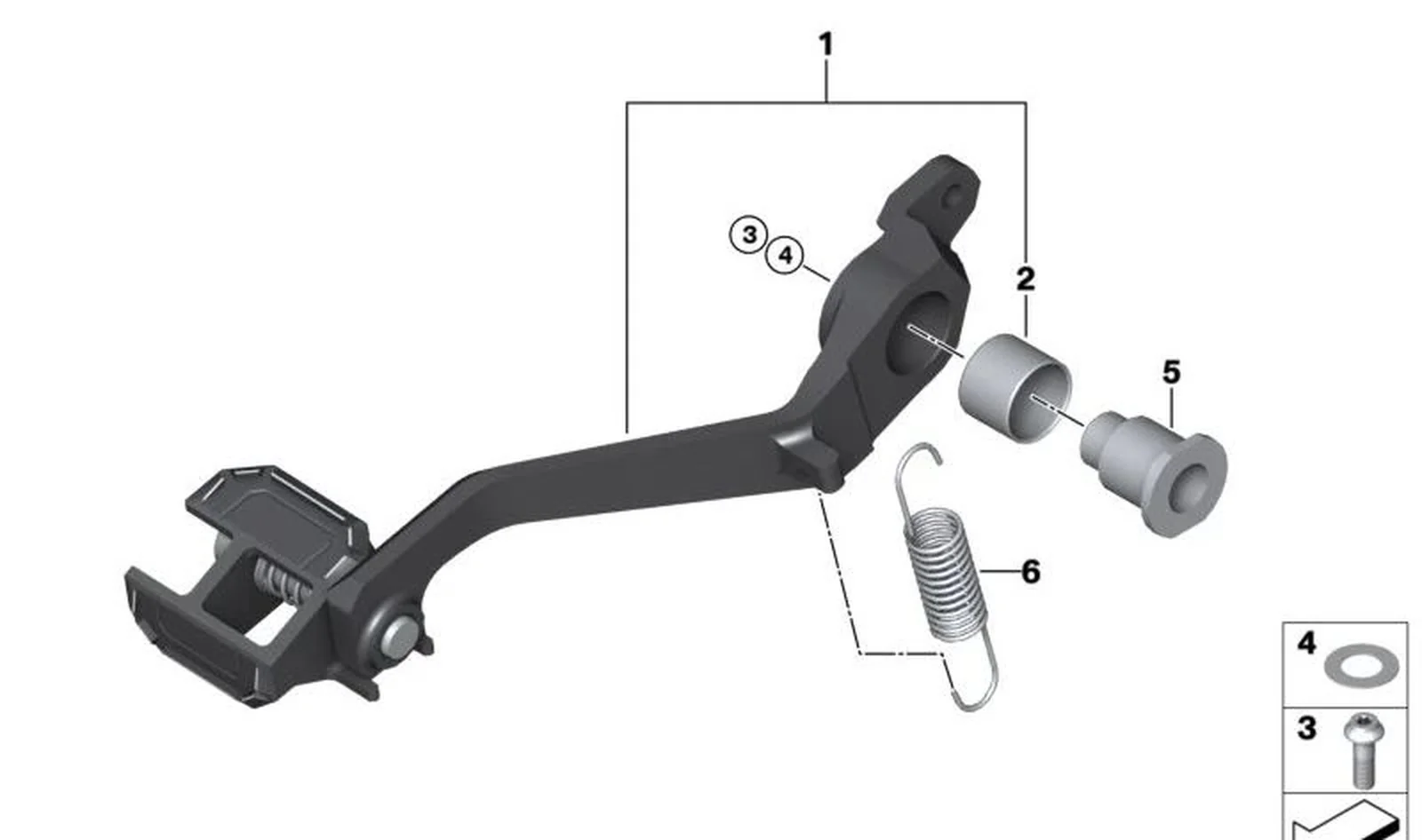 Muelle de tensión pedal de freno OEM 35217716108 para motos BMW R1200GS, R1250GS, K1600GT, K1600GTL... y más. Original BMW Motorrad.