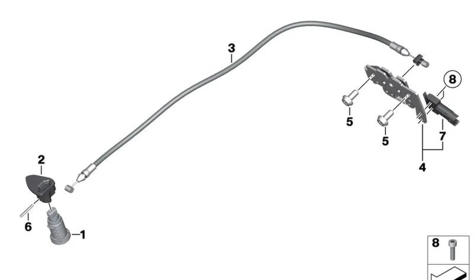 Palanca de accionamiento asiento OEM 51258558614 para motos BMW C 400 GT (K08), C 400 X (K09) y más. Original BMW Motorrad.
