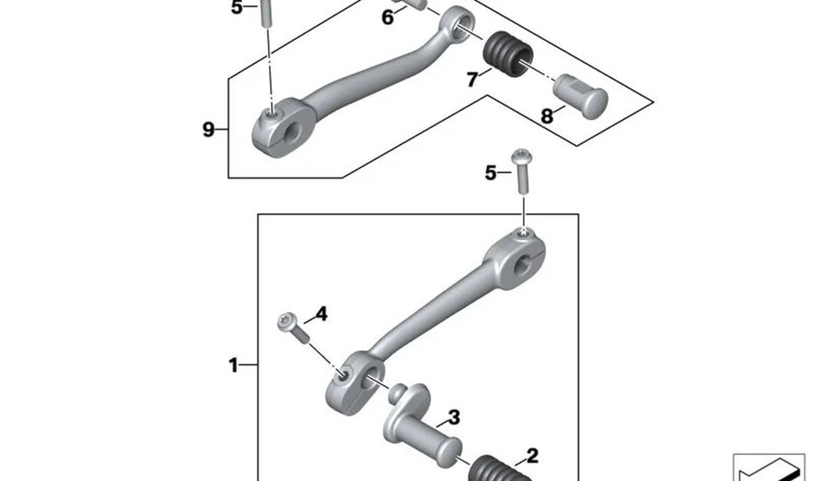 Palanca de cambios trasera OEM 23418392714 para motos BMW R 18, R 18 Classic, R 18 Transcontinental... y más. Original BMW Motorrad.