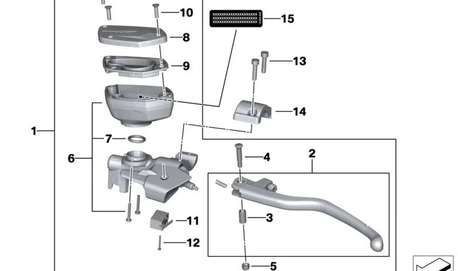 Palanca de embrague OEM 32727727008 para motos BMW K1600GT, K1600GTL, R1200RT, R900RT. Original BMW Motorrad.