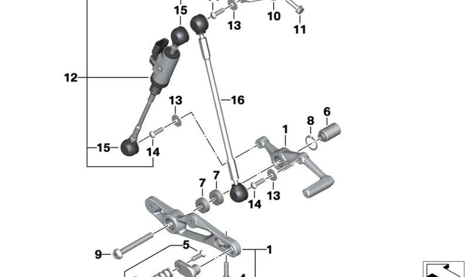 Palanca de mando OEM 23411541467 para BMW Motorrad S 1000 R, M 1000 R. Original BMW Motorrad.
