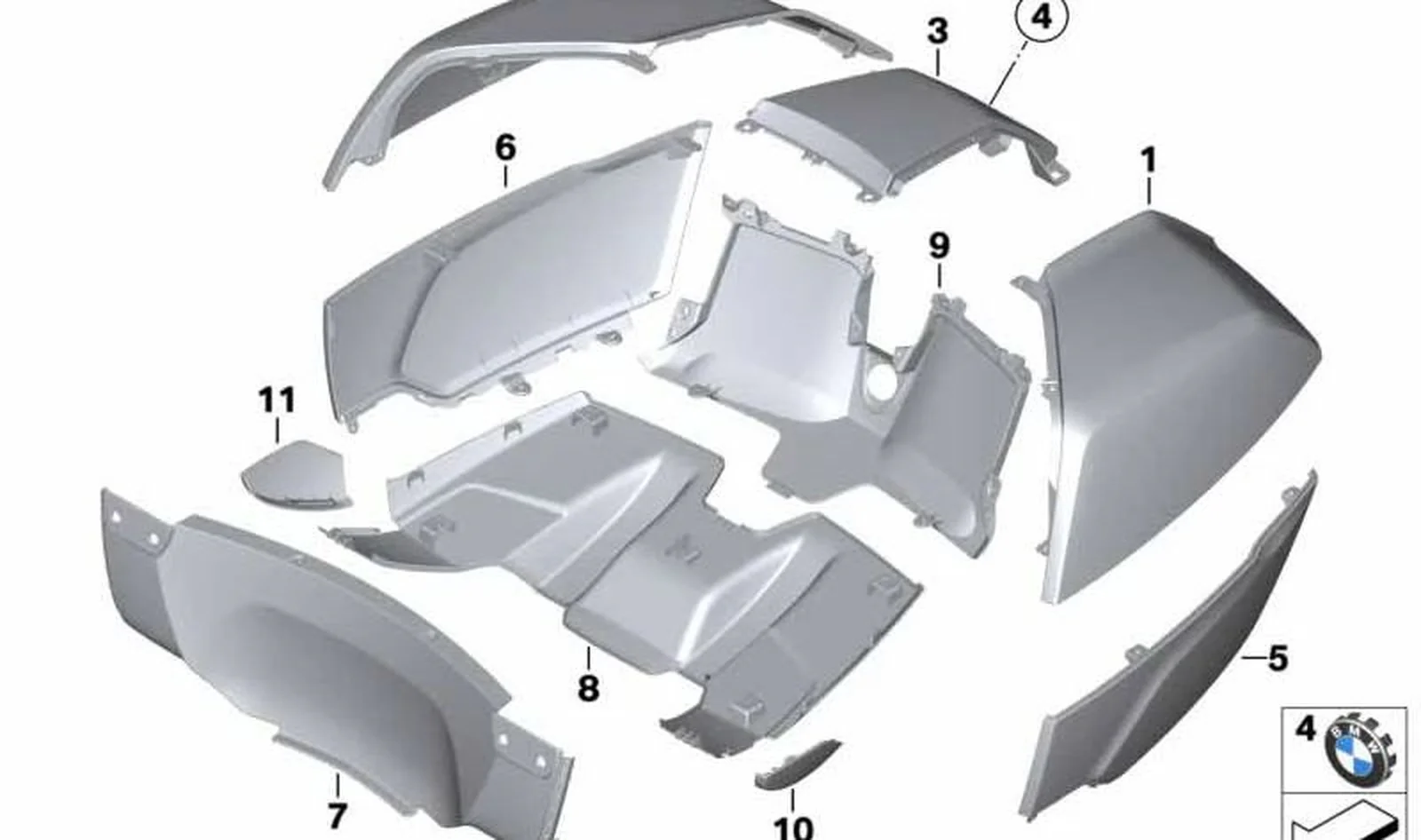 Panel protector base de la Topcase abajo OEM 46548525060 para BMW Motorrad K1600 Bagger. Original BMW Motorrad.