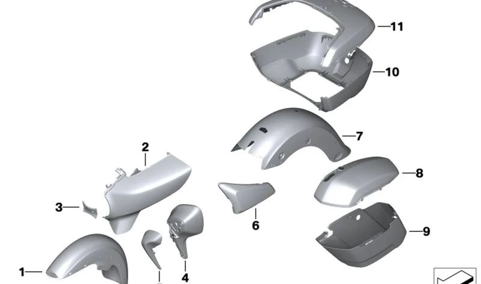 Panel protector de piernas derecho OEM 46637924636 para BMW Motorrad R 18 B, R 18 Transcontinental. Original BMW Motorrad.