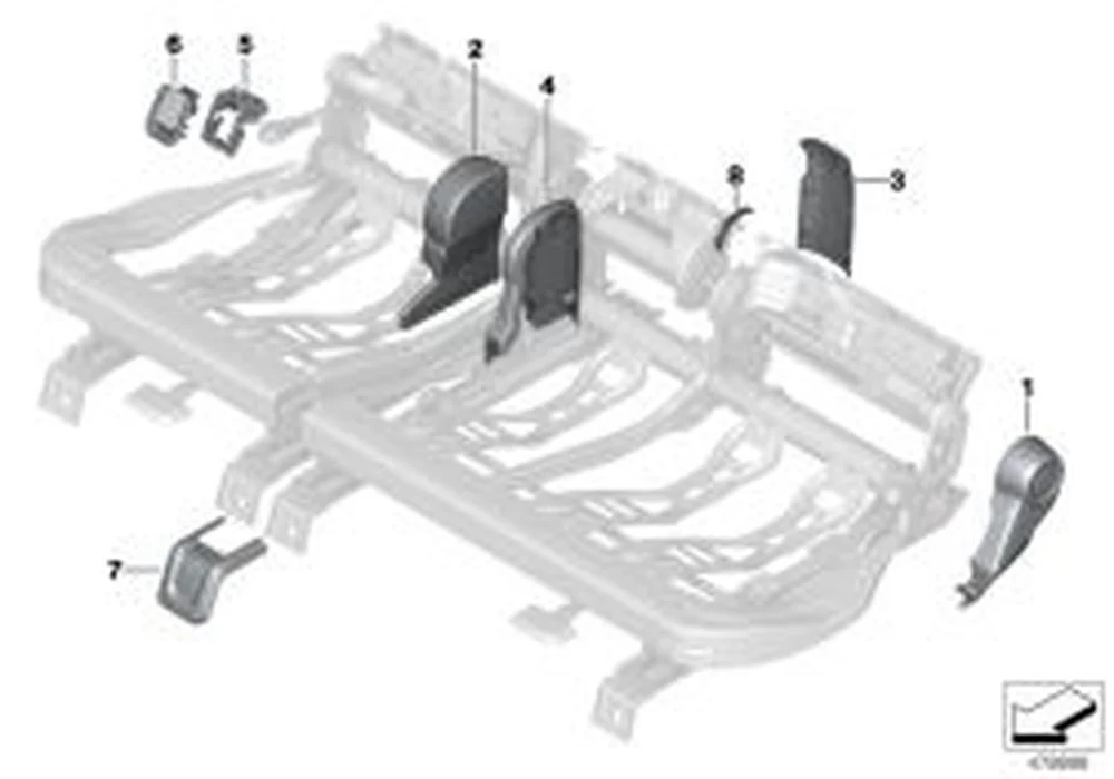 Panel protector riel asiento interior central OEM 52207181835 para MINI Countryman F60 (11/2015 - 07/2020). Original MINI.