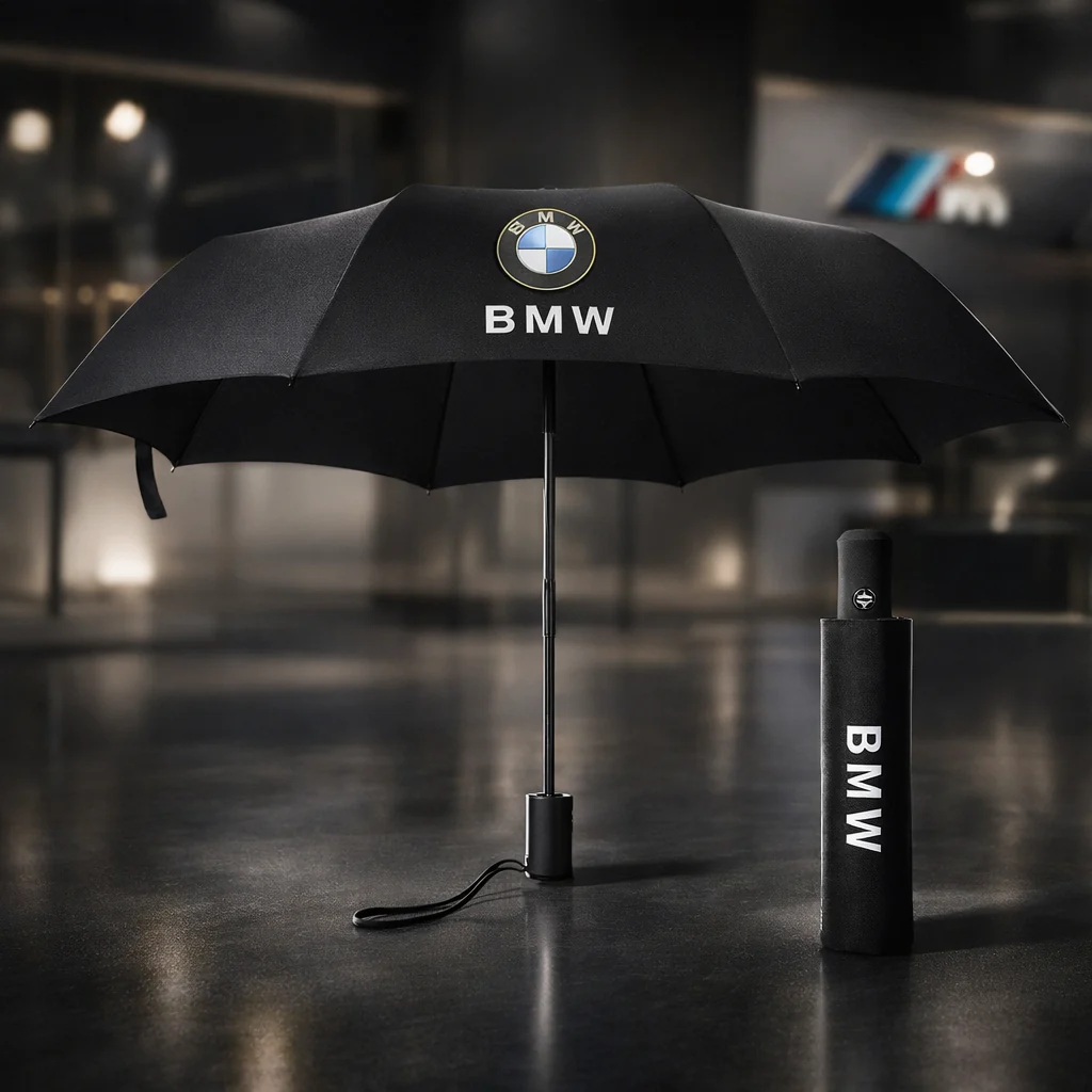 Paraguas BMW automático negro con logo BMW (antiviento y funda incluida)