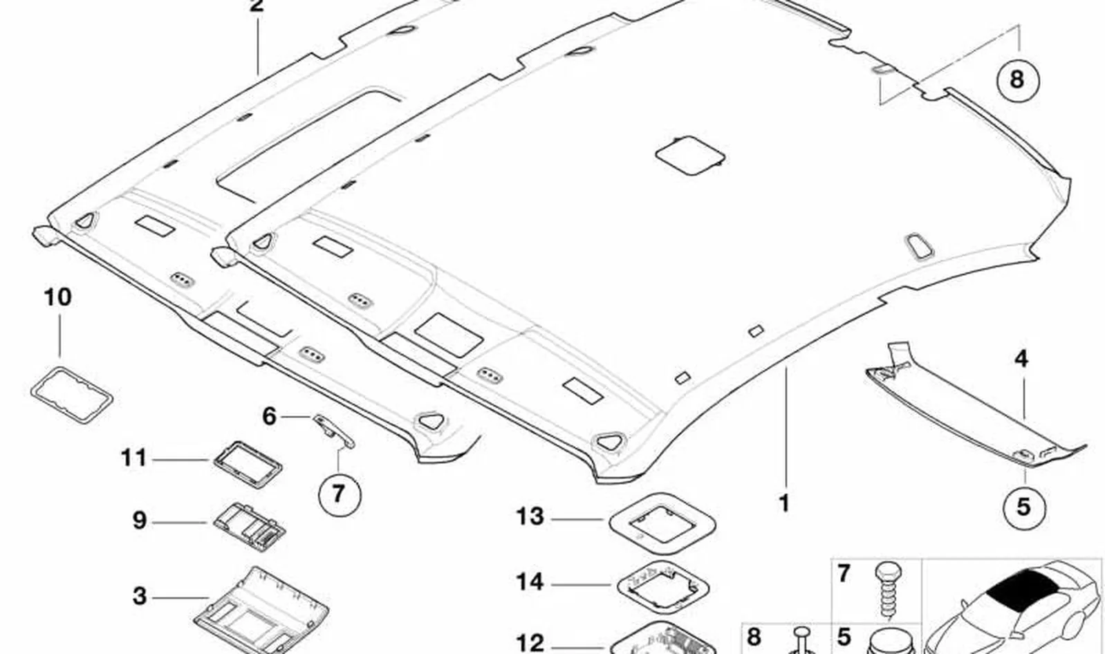 Paramento cielo trasero OEM 51448202872 para BMW Serie 3 E46 (316Ci, 318Ci, 320Ci, 323Ci, 325Ci, 328Ci, 330Ci). Color Hellgrau. Original BMW. - Image 2
