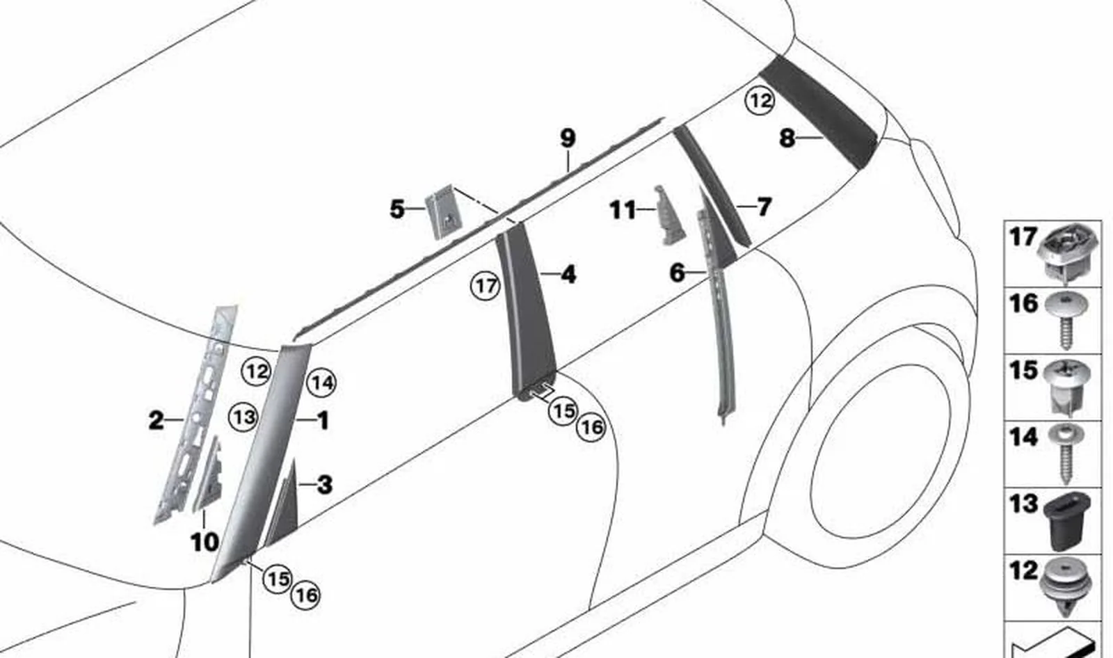 Paramento columna D derecha OEM 51137328876 para MINI F55, F56, F65... y más. Original MINI. - Image 4