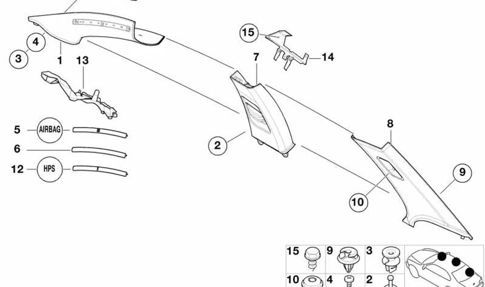 Paramento columna trasera derecha OEM 51432699060 para BMW Serie 3 E46 (316Ci, 318Ci, 320Ci, 323Ci, 325Ci, 328Ci, 330Ci). Original BMW. - Image 9