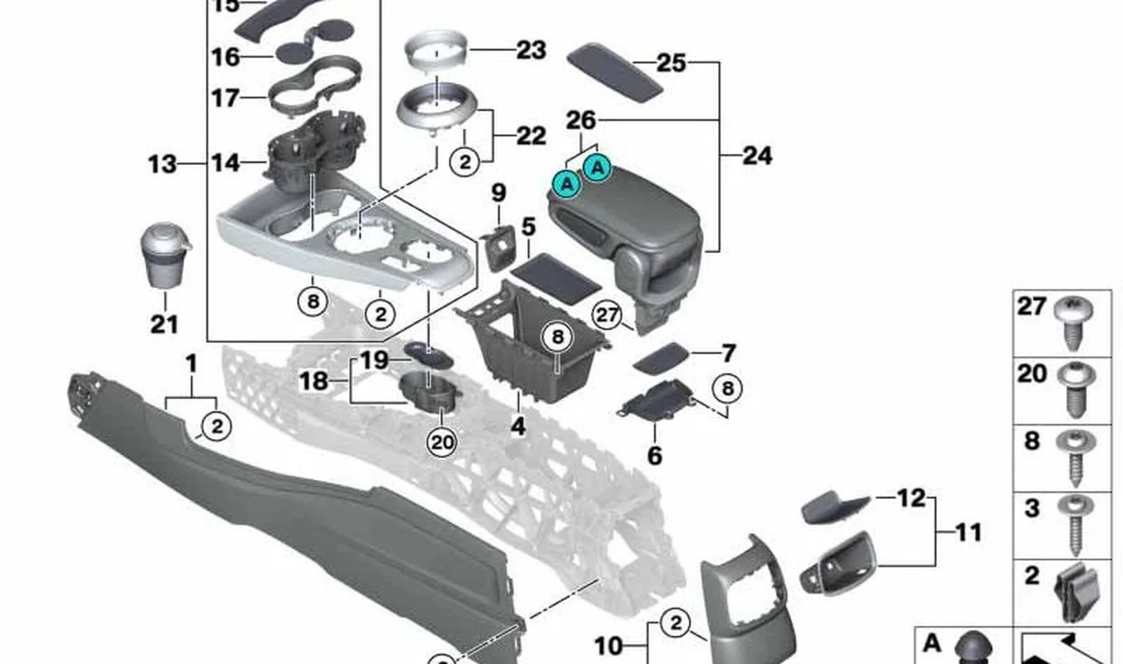 Paramento consola central trasera OEM 51169332830 para MINI Countryman F60 (11/2015 - 07/2020). Original MINI. - Image 4