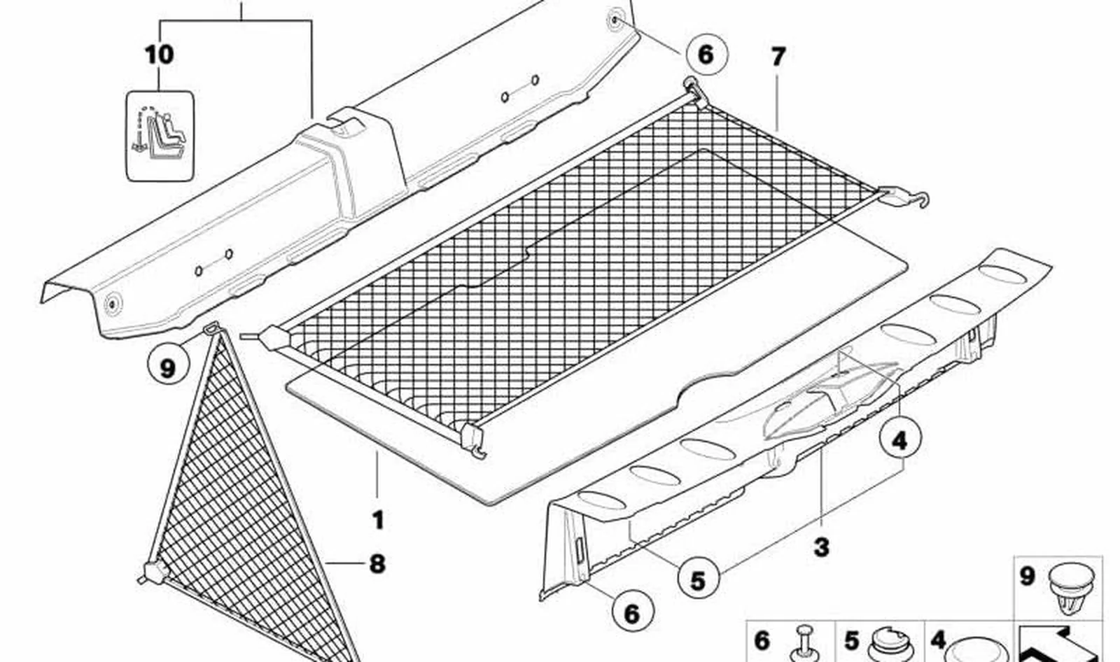Paramento de borde de portamaleta OEM 51477138451 para MINI R56, R56 LCI. Original MINI.