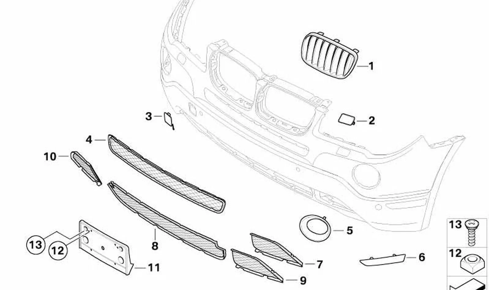 Paramento de faro antiniebla derecho imprimado OEM 51113423790 para BMW X3 E83. Original BMW. - Image 4
