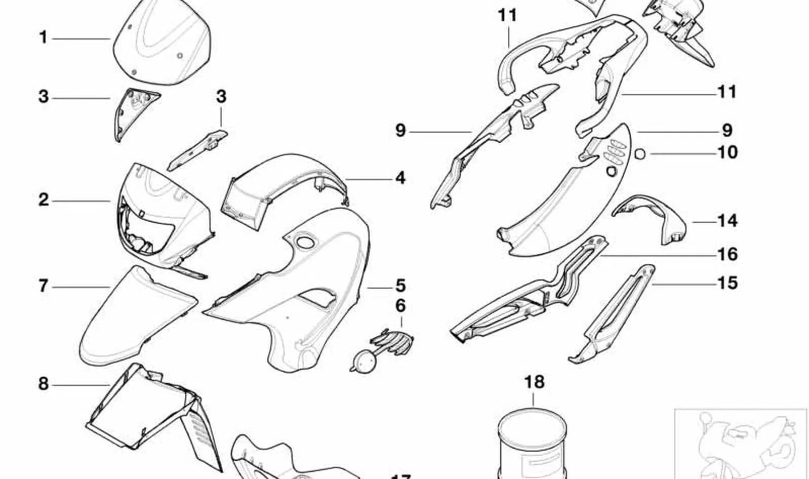 Paramento derecho OEM 46632345734 para motos BMW F 650 GS, F 650 GS Dakar, G 650 GS. Original BMW Motorrad.