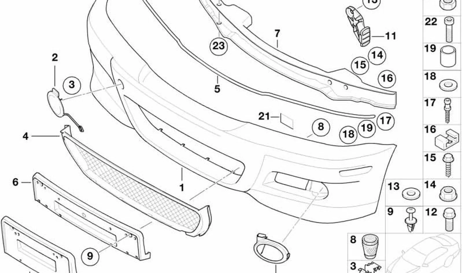 Paramento faro antiniebla derecho OEM 51112695256 para BMW Serie 3 E46 M3. Original BMW. - Image 2