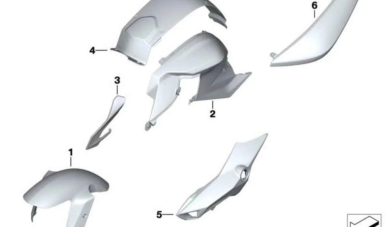 Paramento izquierdo Light-White OEM 46638554025 para motos BMW F 800 R (K73) 2013-2019. Original BMW Motorrad.