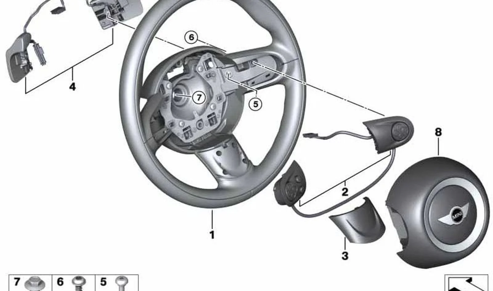 Paramento para volante deportivo inferior OEM 32306863536 para MINI R56 LCI, Clubman R55 LCI, Cabrio R57 LCI... y más. Original MINI. - Image 2