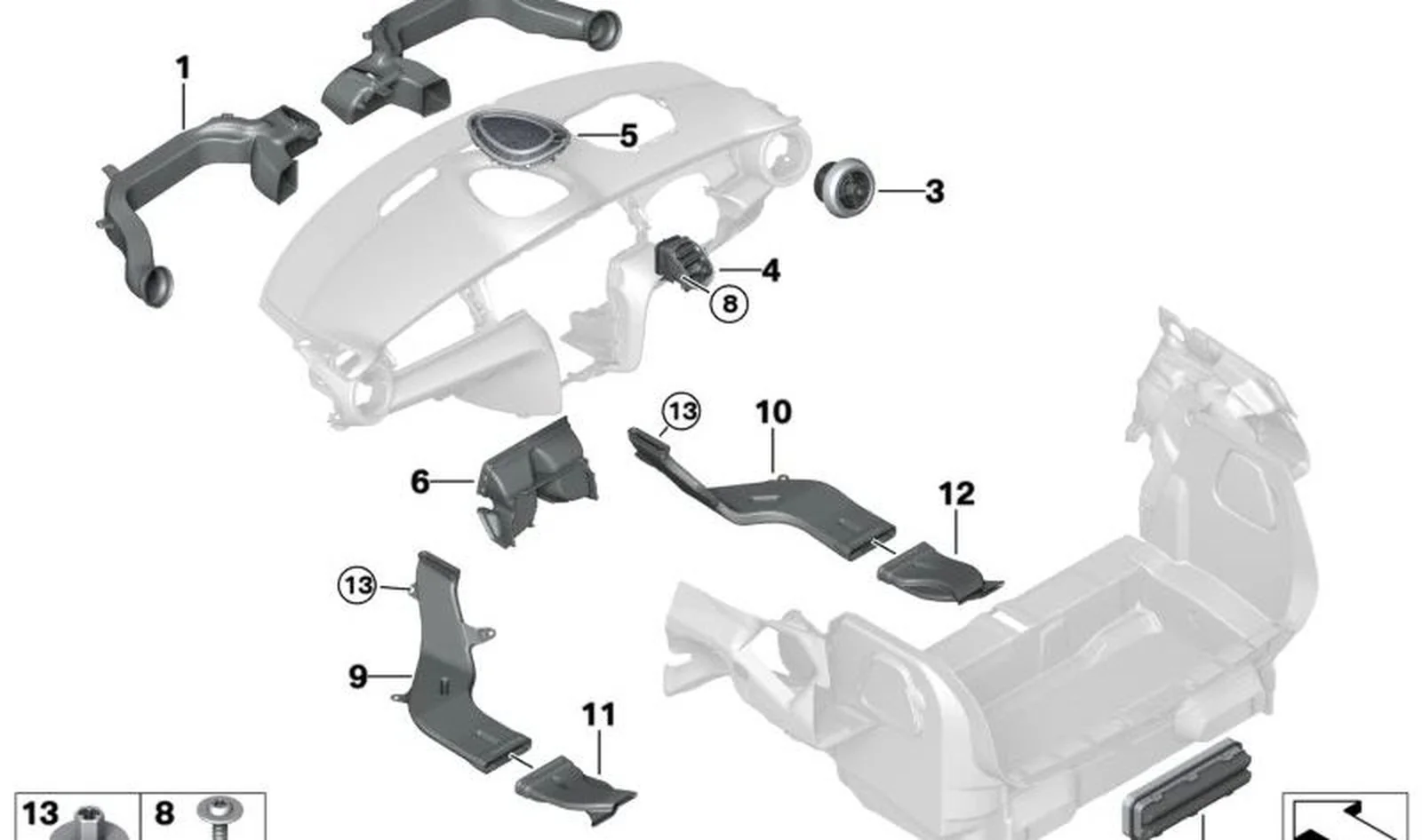 Parrilla de aire fresco indirecta OEM 64229262802 para MINI F54 Clubman, F55, F56, F57 Cabrio, F56 BEV... y más. Original MINI