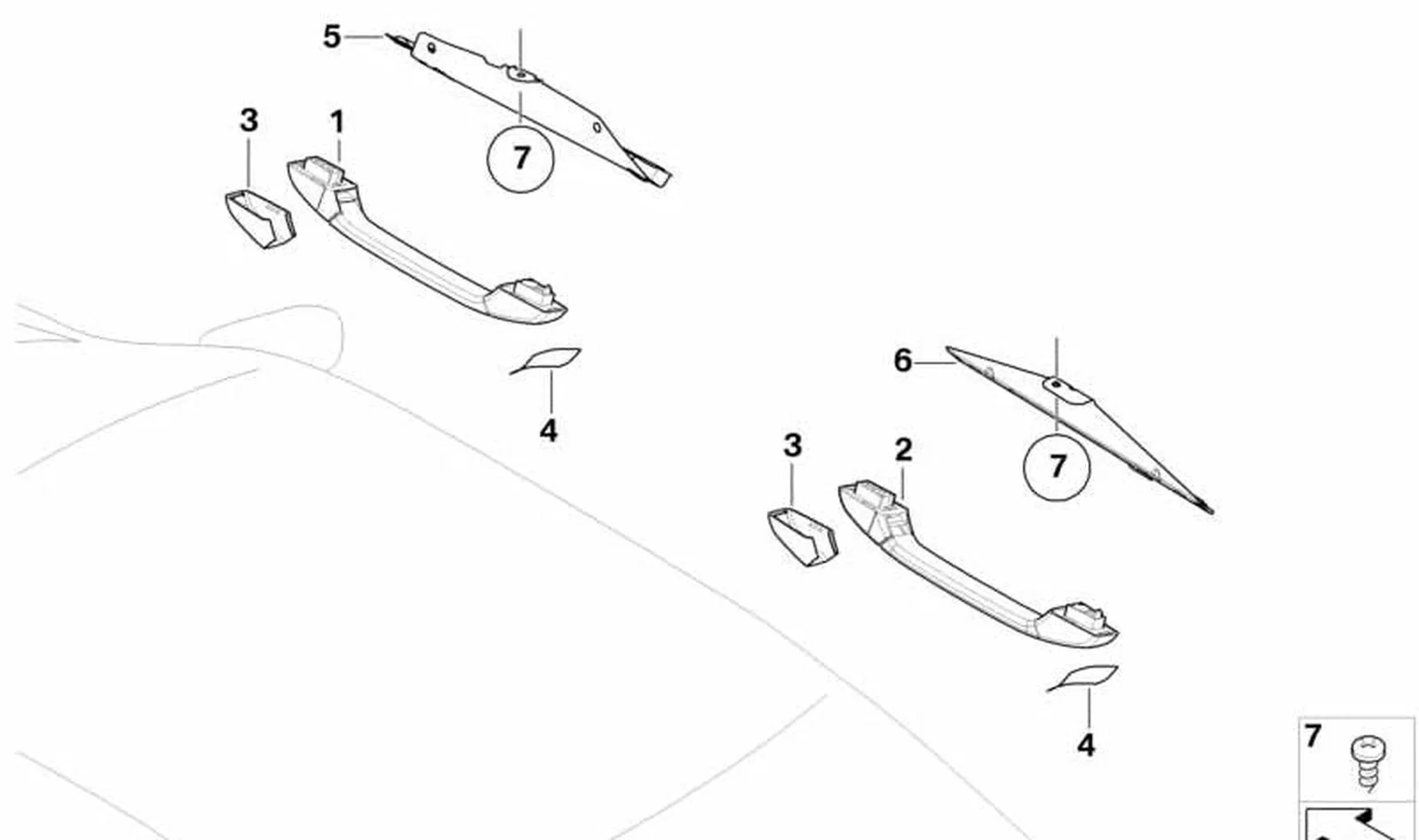 Pasamano trasero derecho OEM 51168231328 para BMW Serie 3 E46 316i, 318i. Original BMW.