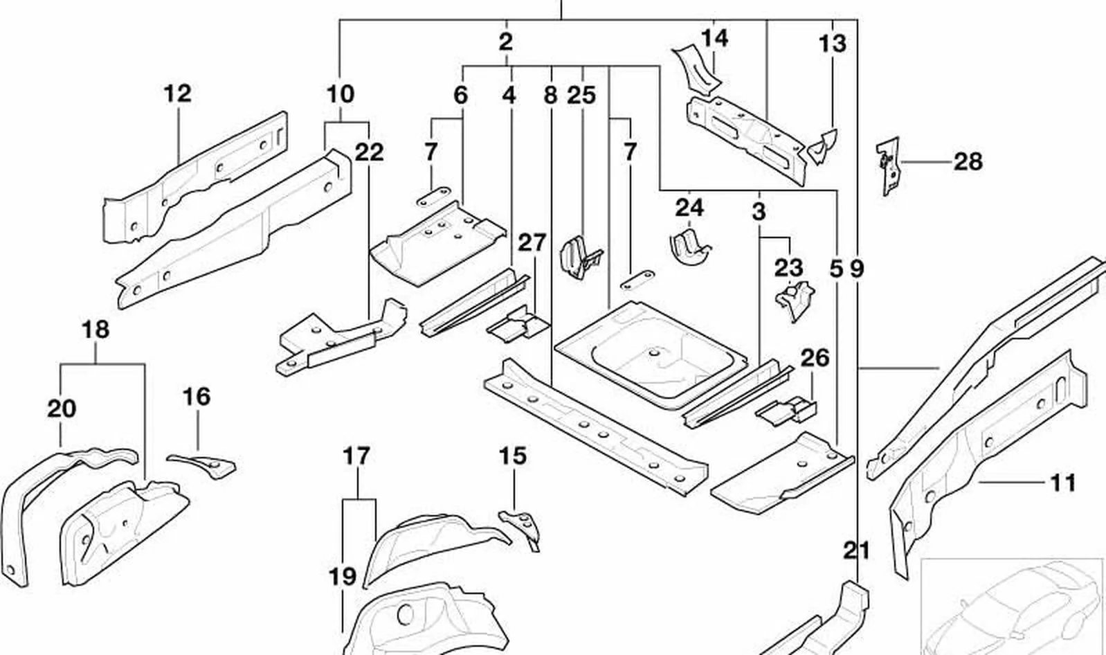 Pasarruedas trasero derecho OEM 41147035344 para MINI R50, R53. Original MINI.