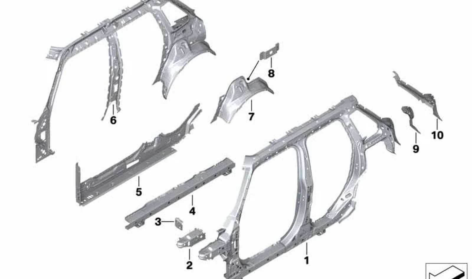 Pasaruedas exterior trasero izquierdo OEM 41007408803 para MINI F55, F55 LCI, F65. Original MINI.