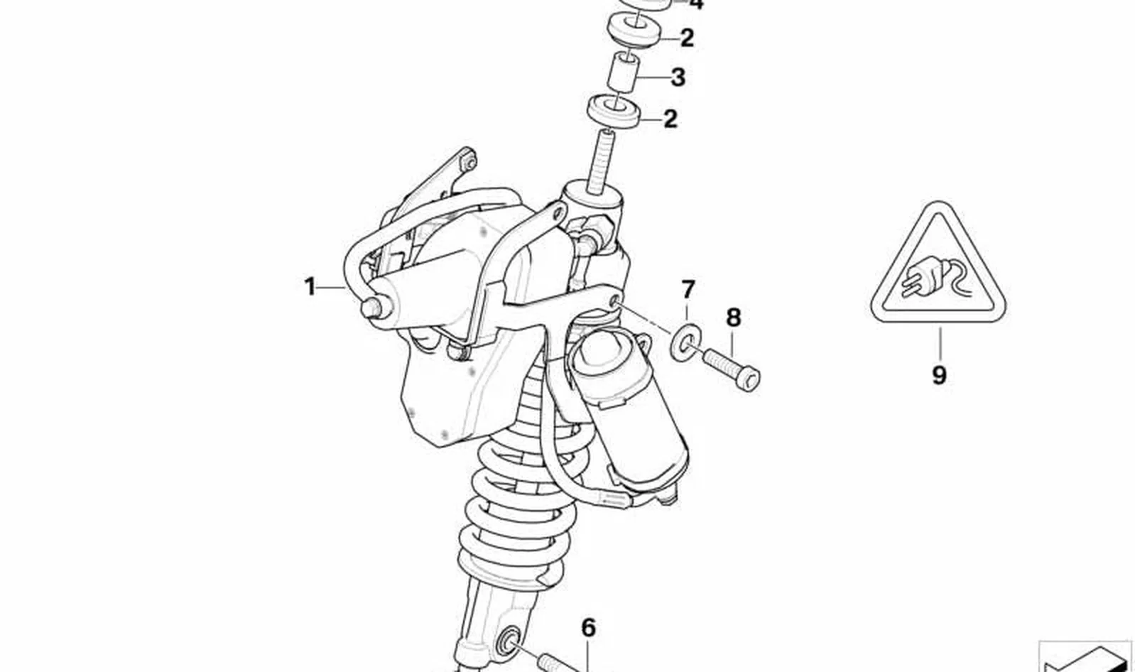 Pata telescópica delantera OEM 31427724438 para BMW Motorrad R1200R (K27, 0378, 0450) con ESA. Original BMW Motorrad.