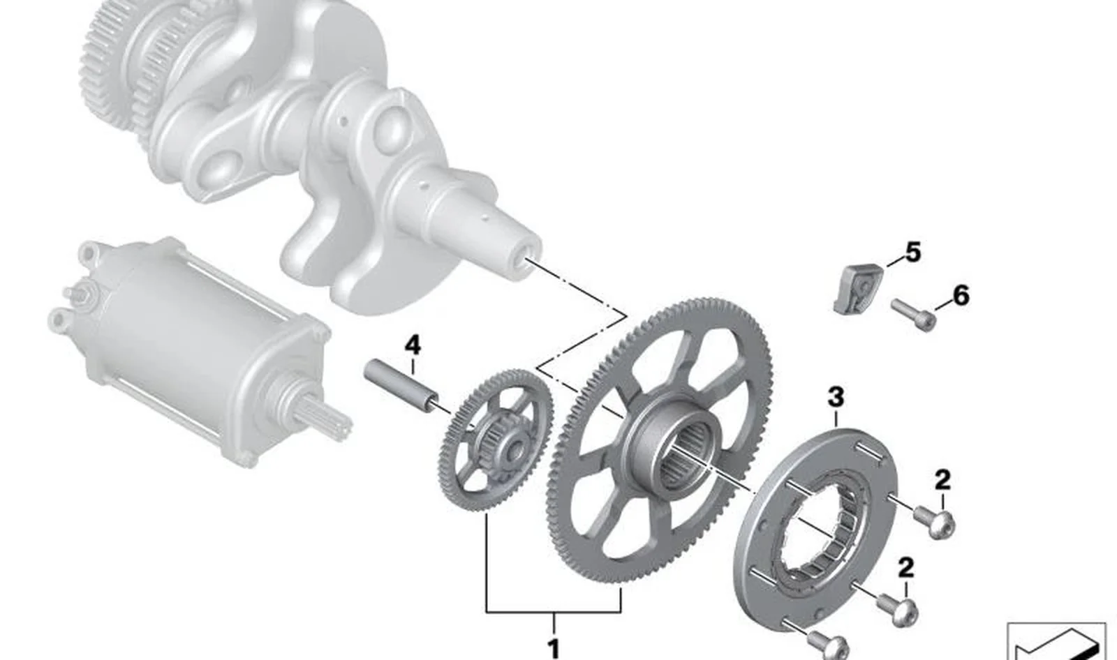 PatÃn de rueda libre de arranque OEM 11268563948 para motos BMW F 750 GS, F 850 GS, F 900 R, F 900 XR... y más. Original BMW Motorrad.